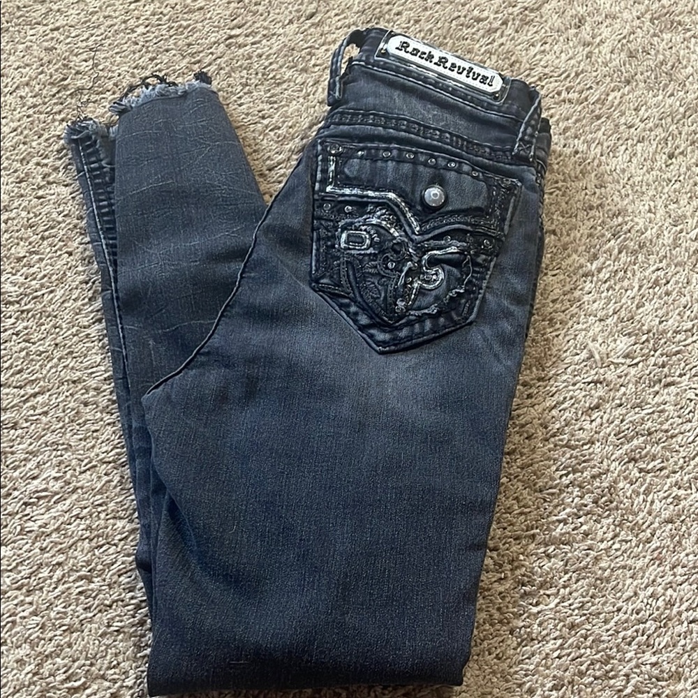 Rock Revival Women's Black Embellished Skinny Jeans
